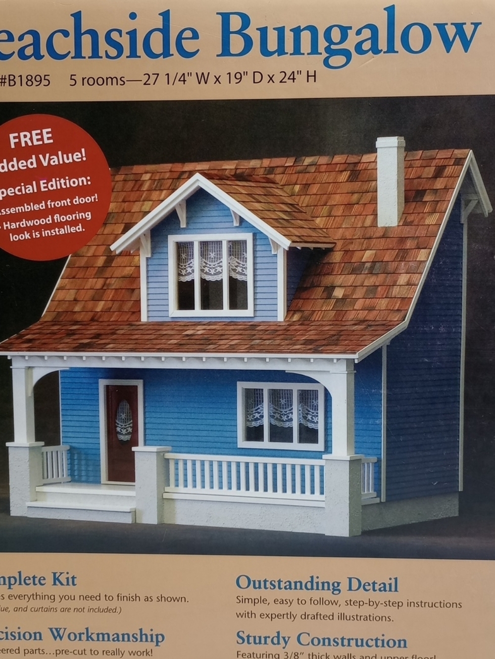 Real Good Toys Blue Beachside Bungalow Dollhouse Kit New Open Box 1 Pc Broke